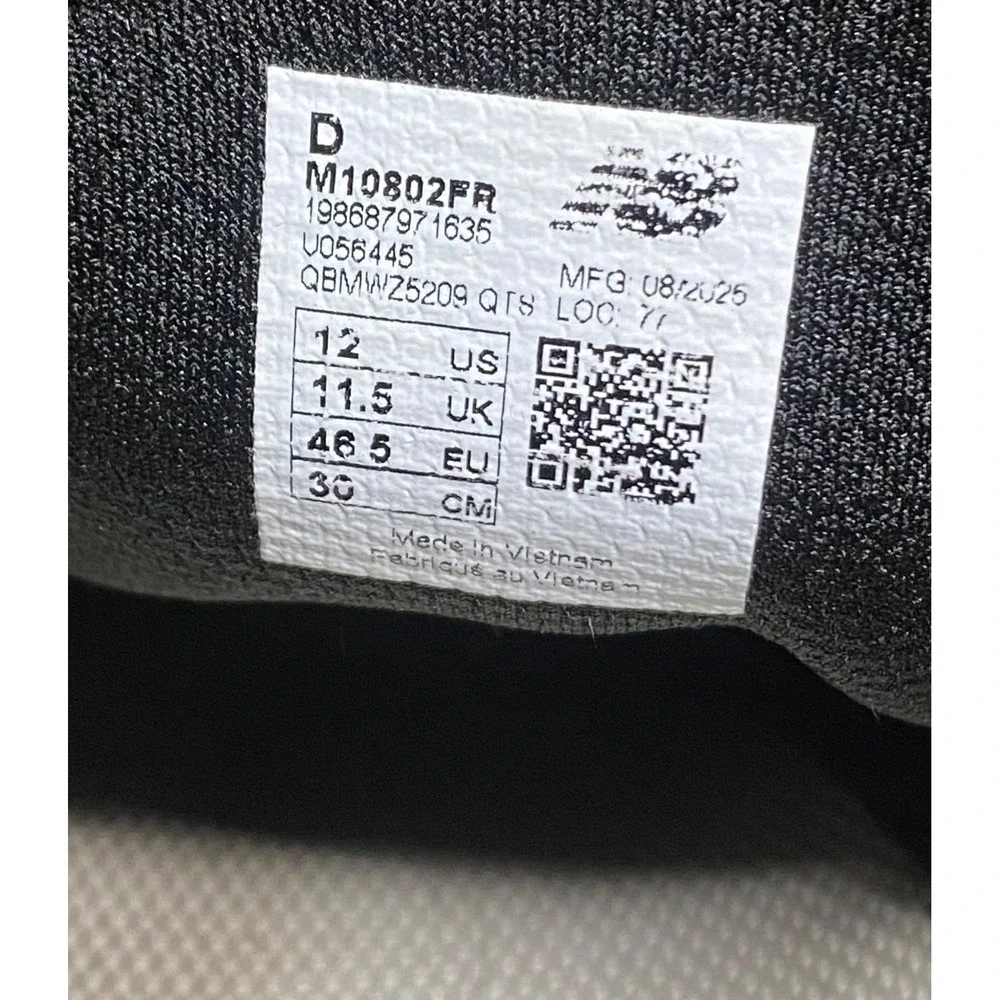 New Balance Fresh Foam X 1080 Mens 12 Black White Sneakers Running Shoes Comfort